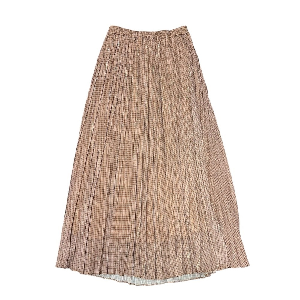Simplicite Checkered Pleated Maxi Skirt